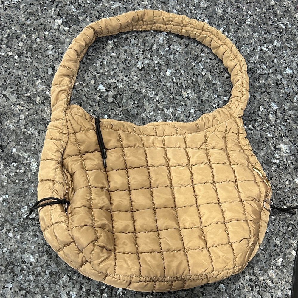Quilted Tan Shoulder Bag